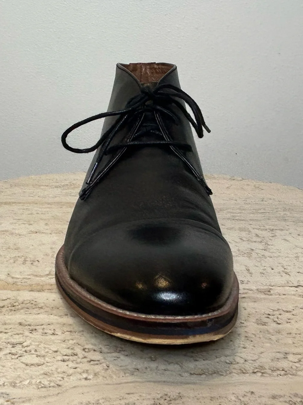 Johnston & Murphy Black Leather Cap-Toe Chukka Boots Size 9.5M